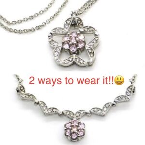 Convertible Sterling Silver & CZ Magnetic Flower Necklace